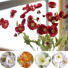 2 Bushes 33" Long Stem Silk Artificial Poppy Flower Sprays Party Decorations
