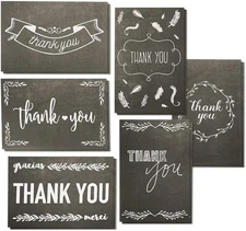 Best Paper Greetings Chalkboard Thank You Cards - 4 x 6 4 x 6 inches, black 