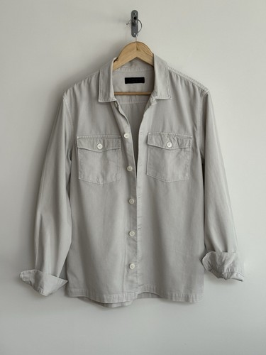 Allsaints “Spotter” Distressed Look Shirt/Overshirt /Shacket Ivory Medium - Picture 2 of 12