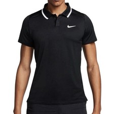 Nike Court Advantage Men's Sz L Dri-FIT Tennis Polo Black White FD5317 010