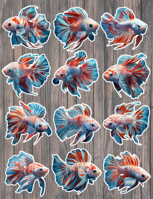 Beautiful Fish Die Cut Vinyl Stickers Set Scrapbooking Laptop Waterbottle
