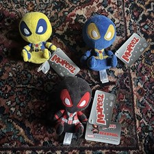 NEW Lot of 3 Funko Mopeez Marvel DEADPOOL 5” Plush - Red Blue & Yellow