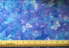 1/4  yard cotton fabric Fabric Traditions White Butterflies on Purple-Blue