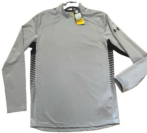 NWT Under Armour Mens sz L ColdGear Reactor Fitted Gray Mock Neck Pullover