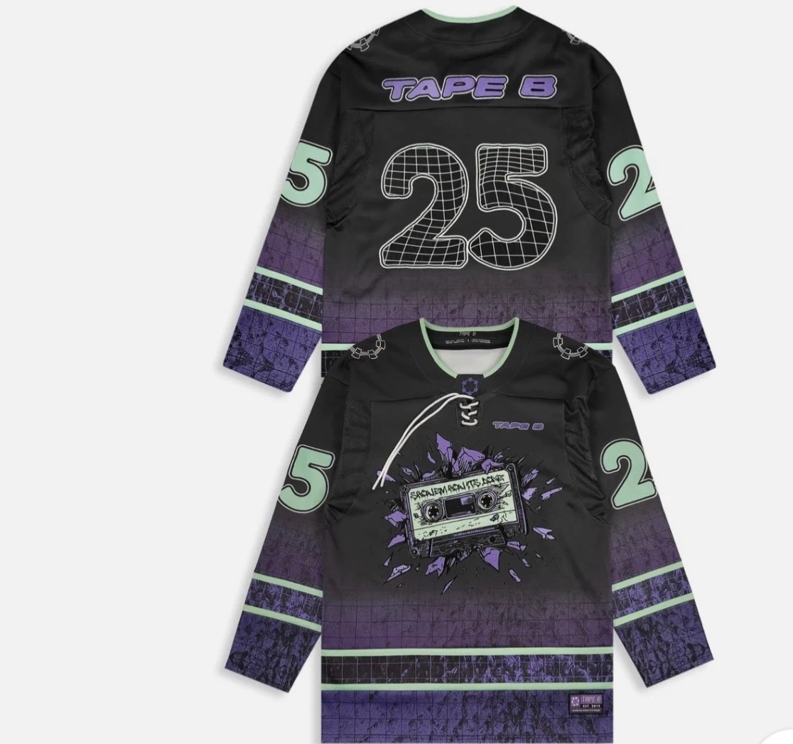 Tape B Limited Edition Official Merchandise Jersey with purple cassette tape gra - product detail image 1