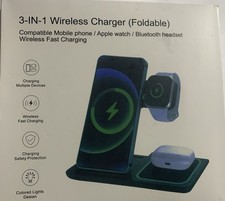 3-in-1 Foldable Wireless Fast Charger for Apple Watch, Black, Safety Protection