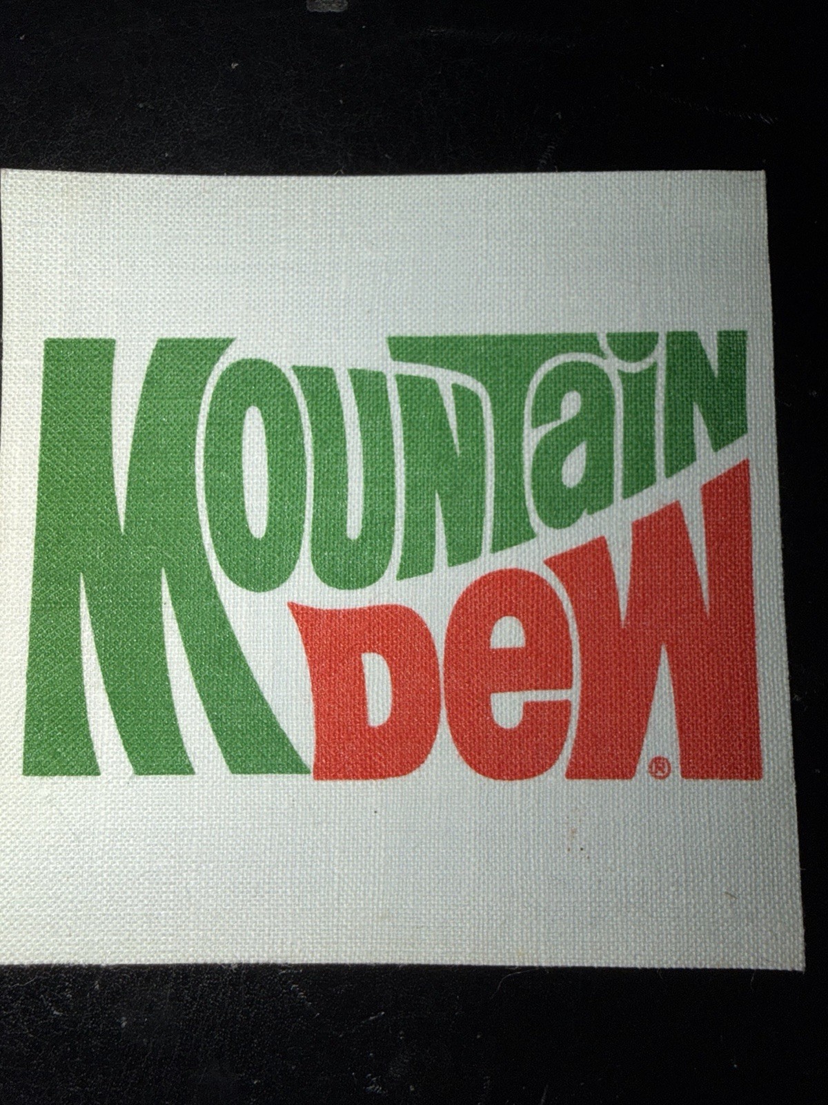 Vintage iron on transfer MOUNTAIN DEW Green/Red Logo Of 1960’s And 1970’s