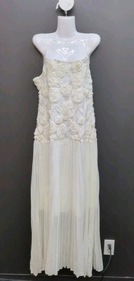 Like My Choice Three dimensional Flower Splicing Women's Sling Dress L Apricot