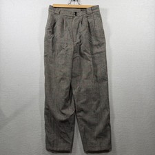 Vintage Collectible Gold Dress Pants Womens 10 Gray Wool Plaid Pleated 90s