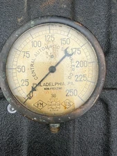 Antique Brass Fire Sprinkler Gauge Central Automatic 0–250 PSI U.S. Gauge Co