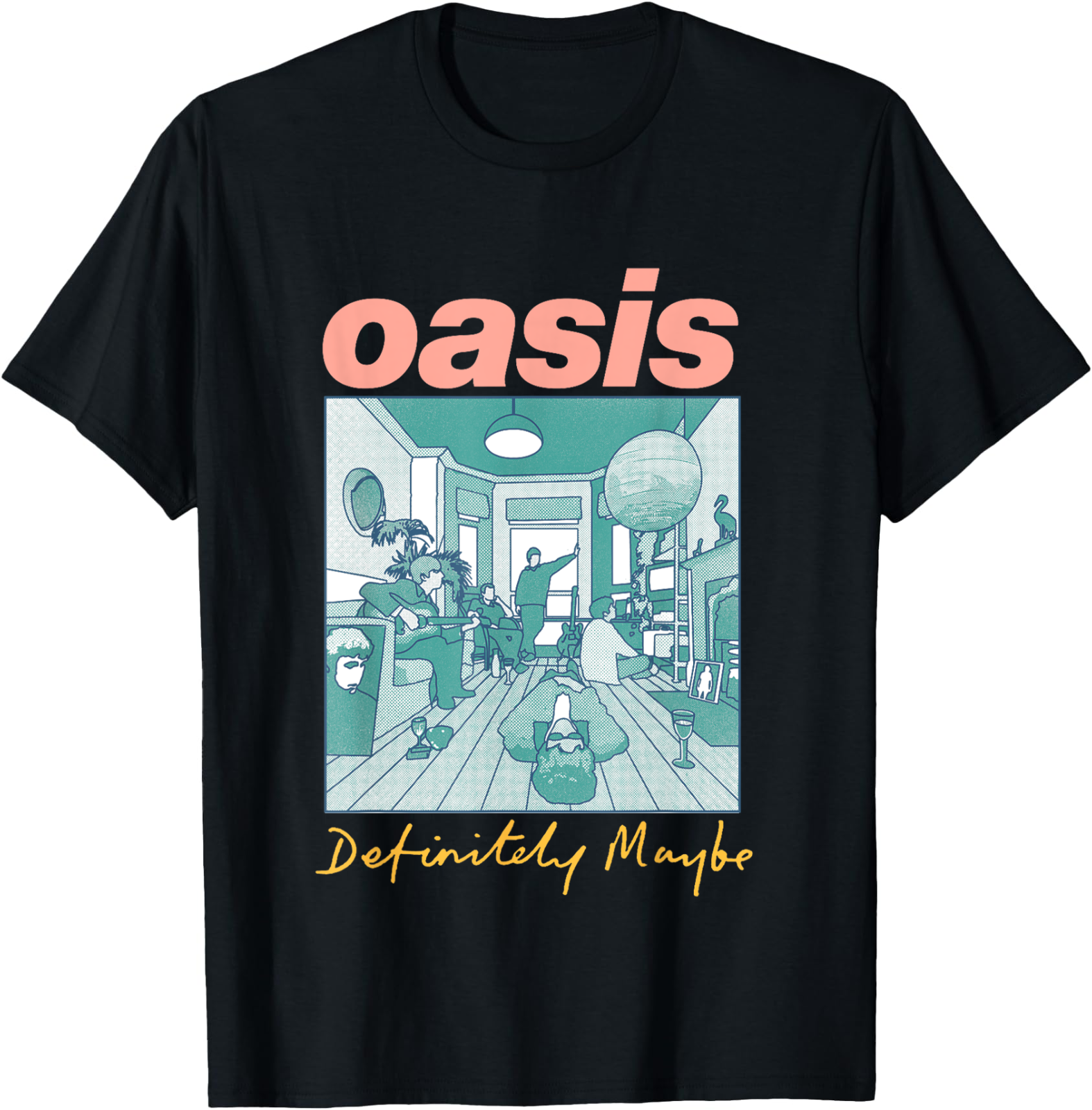 Oasis Rock Band T-Shirt Definitely Maybe Pink Gift for Fans