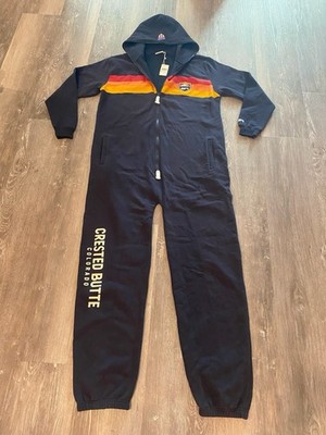 Crested Butte, CO Adult SZ L Super Full Body Zippered SweatSuit W/Hood/Logo NWT