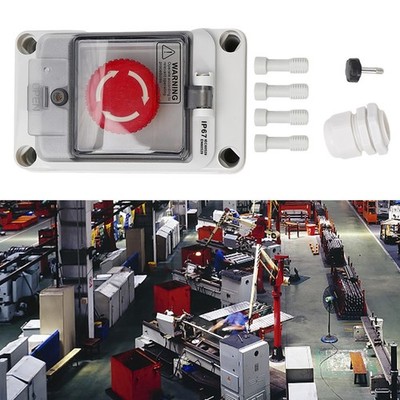 2Pcs Emergency Stop Push Button Switch – 660V 10A Mushroom Button, Plastic & Metal, 1NO+1NC DPST, For Industrial Machinery & Conveyor Systems
