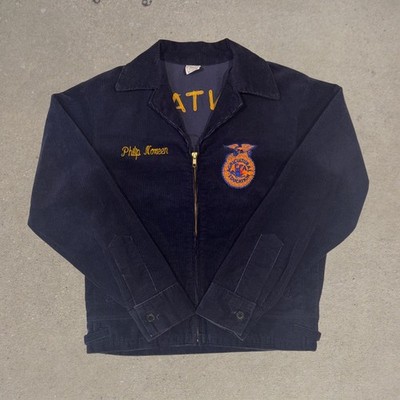【80s】FFA Jacket Vintage 80s FFA Jacket Navy Blue Corduroy Collared Montana