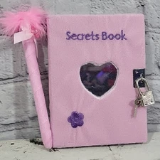 Fuzzy Diary with Lock and Pen Secret Locking Journal 2 Keys Heart Mirror New