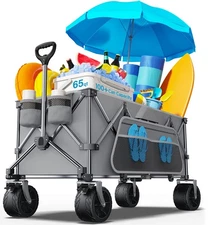 Collapsible Utility Cart, 440 lbs Foldable Wagon with Big Wheels, Heavy Duty ...