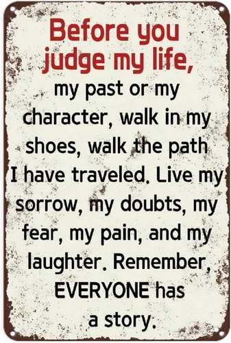 Inspirational Walk in My Shoes Quote Tin Metal Signs, Vintage Empathy Sign Print