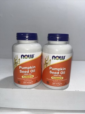 2 Sealed Now Foods Pumpkin Seed Oil, 1000mg, 100 Softgels Each
