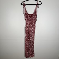 Abercrombie  Fitch Women XS Red Floral Boho Sleeveless Tie Straps Jumpsuit NWT