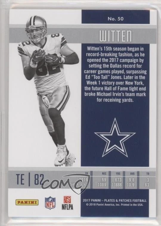2017 Panini Plates & Patches Blue /50 Jason Witten #50 - Image 2 of 2