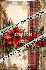 Burlap Poinsettia tapestry poinsettia plaid scene 39X59 in