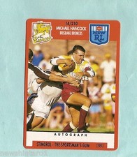 1991 BRISBANE BRONCOS RUGBY LEAGUE CARD #14  MICHAEL HANCOCK
