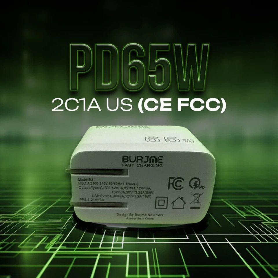 65W  3-Port USB C Fast Charger for iPhone  Samsung McBook Laptop (only Adapter) - Image 4 of 4