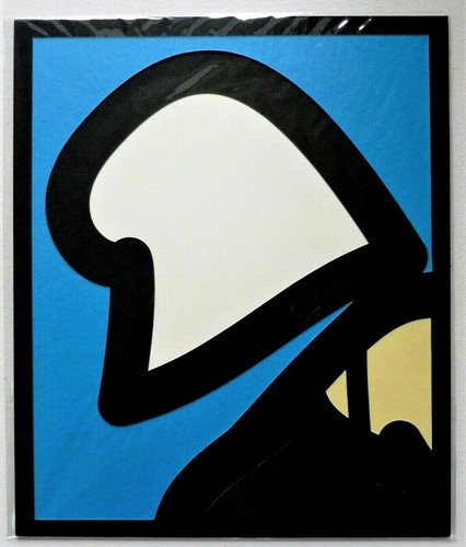 "Tarjeta recortada JULIAN OPIE ""Cabeza de playa"" retrato de cartón en capas estampado 14"" x 12" - Imagen 5 de 14