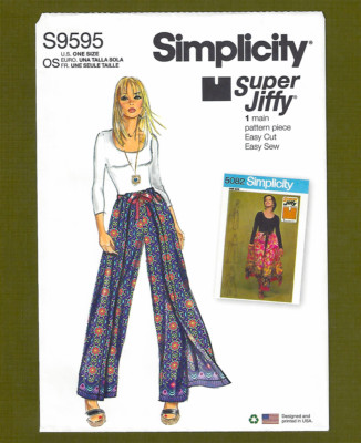 Super Jiffy Wrap & Tie Pantskirt Sewing Pattern (Sizes S, M, L) Simplicity 9595