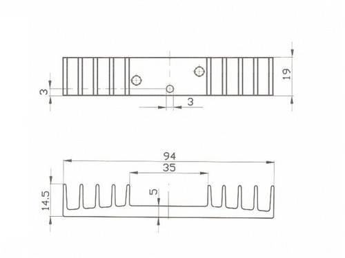 1pc PR70/19/SE Extruded heatsinks ALUTRONIC Heat Sink 6,3K/W - Imagen 2 de 3