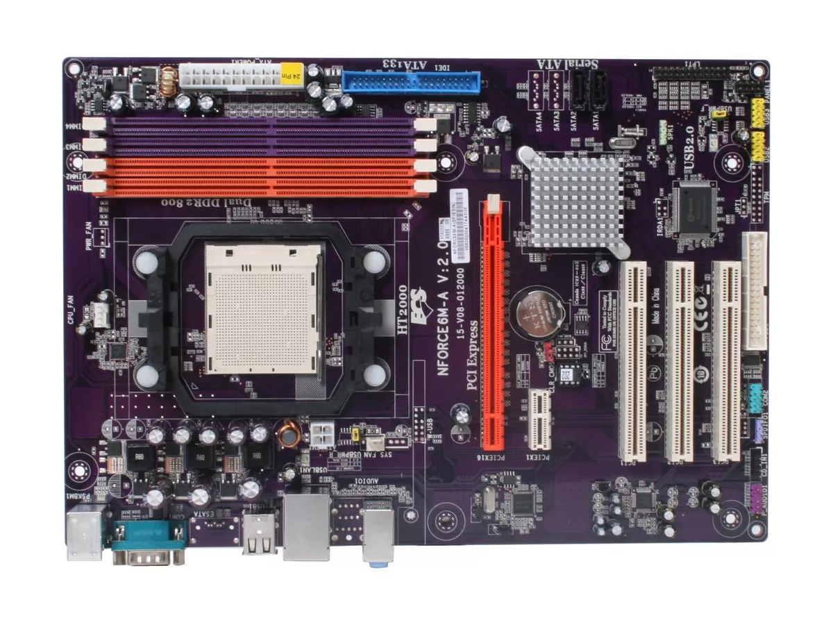ECS NFORCE6M-A V2.0 Socket AM2 NVIDIA NForce 520LE ATX Motherboard.