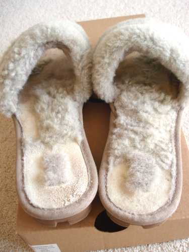 Woman UGG COZETTE UK6 oyster grey sheep skin slippers + box - Picture 5 of 10