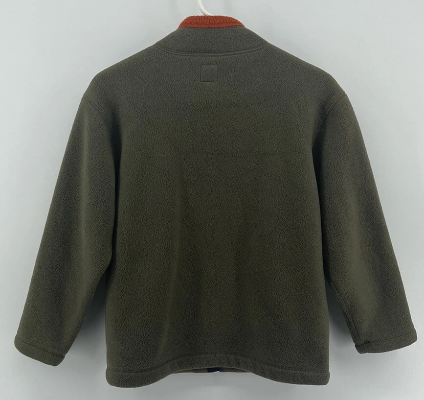 GAP Kids Boys Full Zip Fleece Sweatshirt Jacket Size Large 10 Olive Green Orange - Image 3 of 4