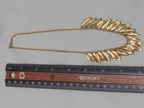 Vintage Napier Gold Tone Metal Leaf Necklace - image 1