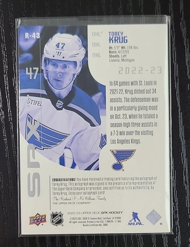 2022-23 SPx '02-03 Retro Lunar Waves AUTO Torey Krug - Image 2 of 3