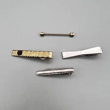 VTG Tie Bar Tie Clip Gold/ Silver Tone Men's Business Casual & Collar Pin 4 Pc