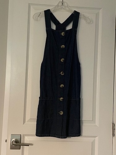 Japna Denim Overall Dress Junior Size M Jumper Dungaree Blue Button Up Pockets - Bild 5 von 5