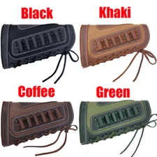 Leather Canvas Rifle Shell Holder Gun Buttstock Ammo Holder For 12GA /.22 /.308