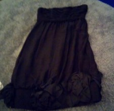 COAST women's   pure silk  black strapless  knee length dress size 10.