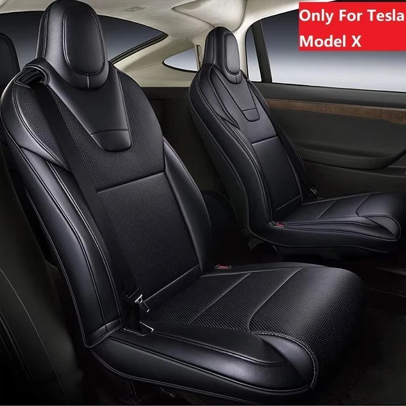 PARA TESLA MODELO X MOTOPTES 2016-2024 FUNDAS DE ASIENTO DE COCHE PERSONALIZADAS CUERO IMPERMEABLE Foto 2 de 4
