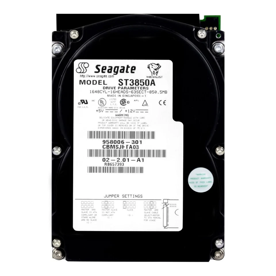 Hard Seagate ST3850A 850MB 3800U/Min Pata Ata Ide 3.5 " Inch PC-286 386 486 - Image 2 of 3