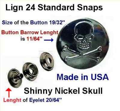 Leather Snap fasteners Skull Heads - Shinny Nickel Finish 10 Sets with the Tools