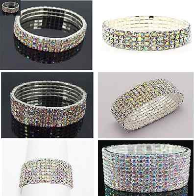 Fashion crystal rhinestone stretchy bracelet wedding bridal ab color  c87