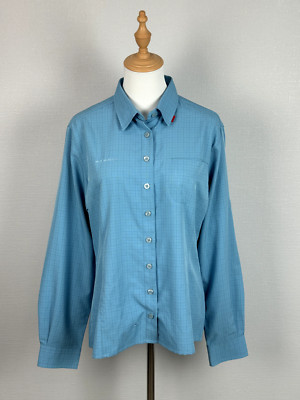 Mammut Women's Button up Long Sleeve Outdoor Shirt Size L Blue