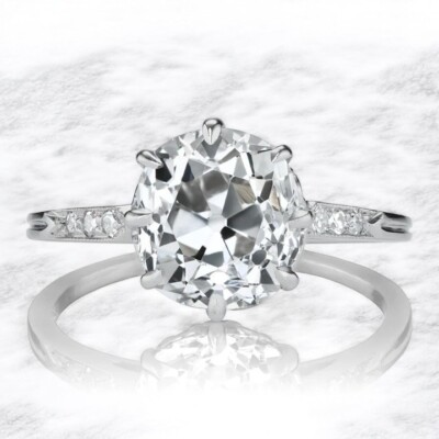 2,70 ct runder Solitär IGI Lab Grown Old Mine Cut Diamant Ring 14 K Weißgold