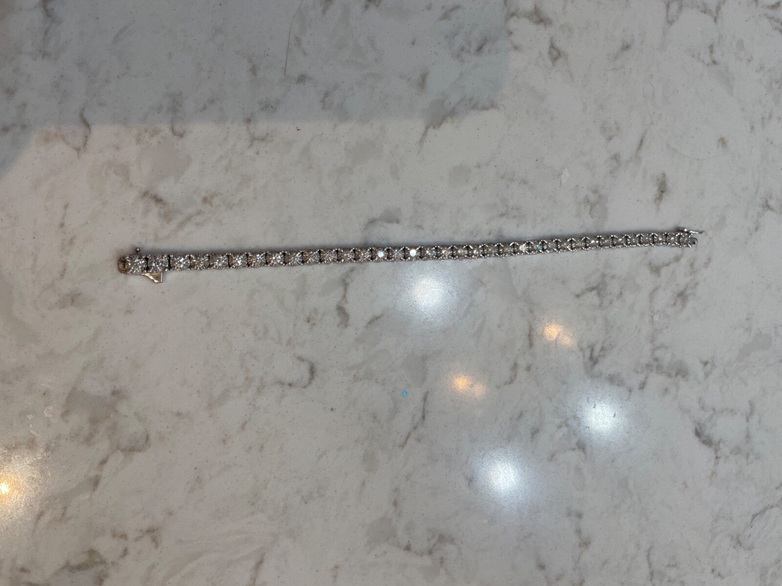 Solid 14K SOLID WHITE GOLD DIAMOND TENNIS BRACELE… - image 2