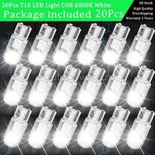 20x Super White T10 168 W5W 2825 LED License Plate Interior Light Bulb 6000K