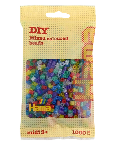 1000 Midi Bügelperlen - Glitzer Mischung 207-54 Ø 5 mm Hama Perlen Steckperlen