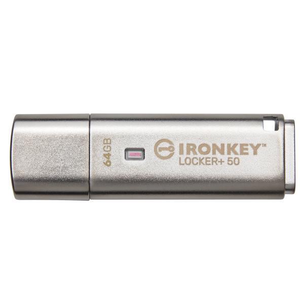 Kingston IronKey Locker+ 50 - Chiavetta USB - crittografato - 64 GB - USB 3.2 Ge
