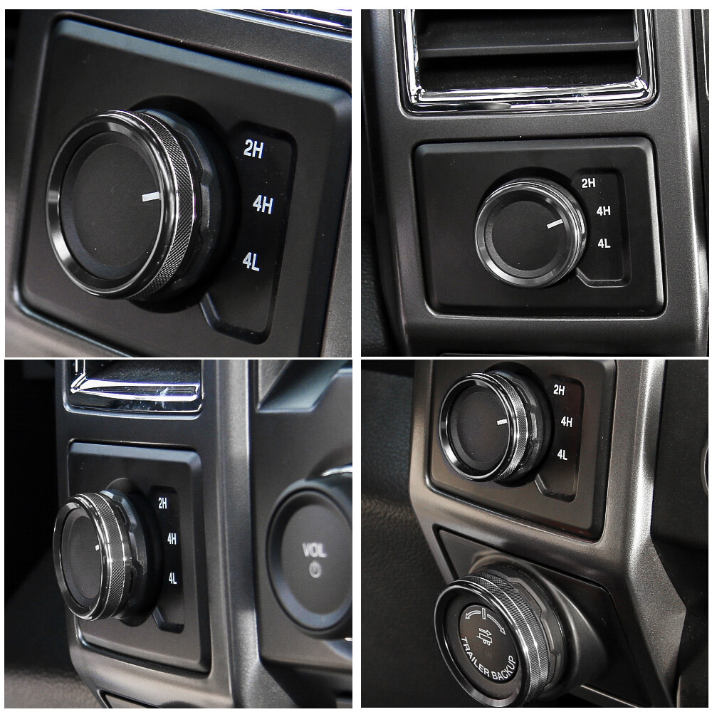 1pc Alloy Truck Black FourWheel Drive Switch Ring Cover Trim For Ford